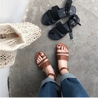 Sandal 2 màu nâu và đen