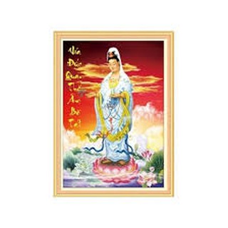 Tranh đính đá quan thế âm bồ tát -50×73cm chưa đính. .