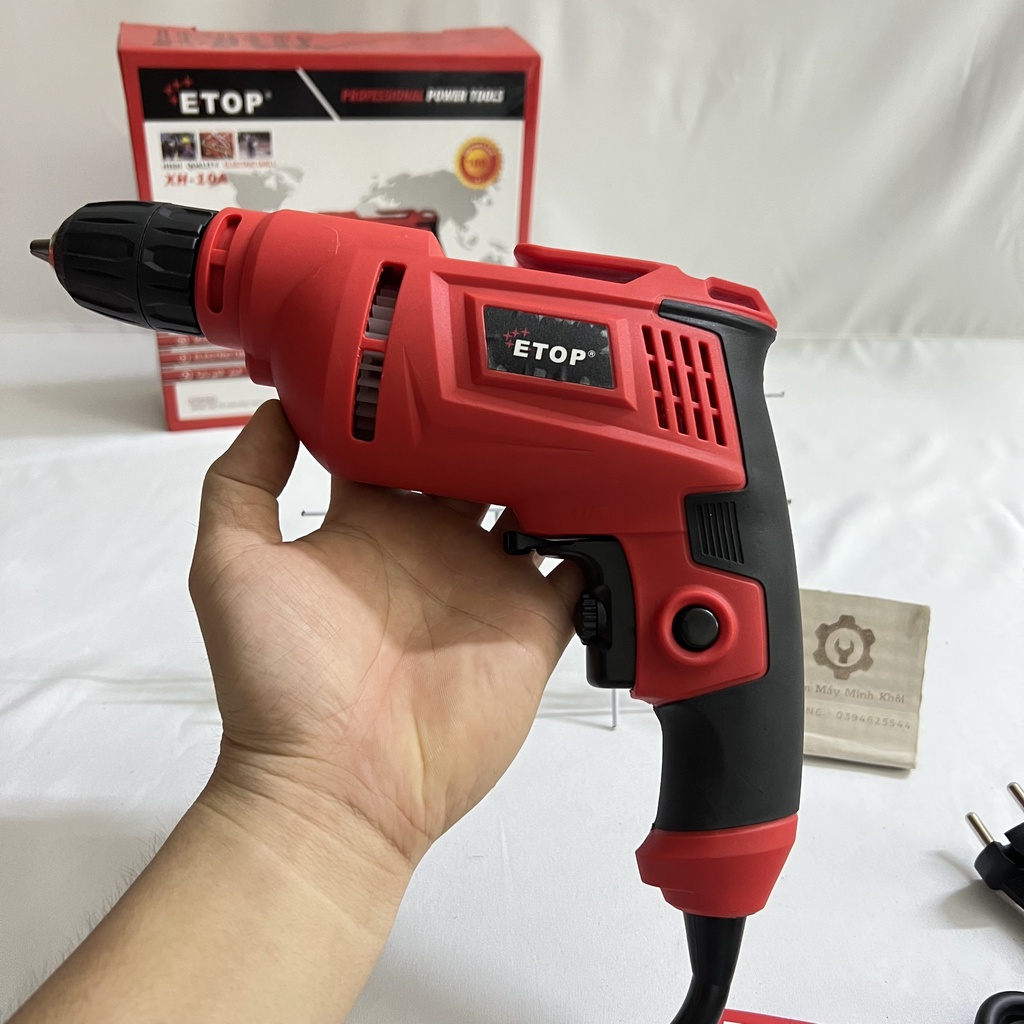 Máy khoan điện cầm tay ETOP 10MM XH-10T công suất 620W mini lõi đồng | Máy bắn vít, bắn tôn, khoan gỗ( Chính hãng)