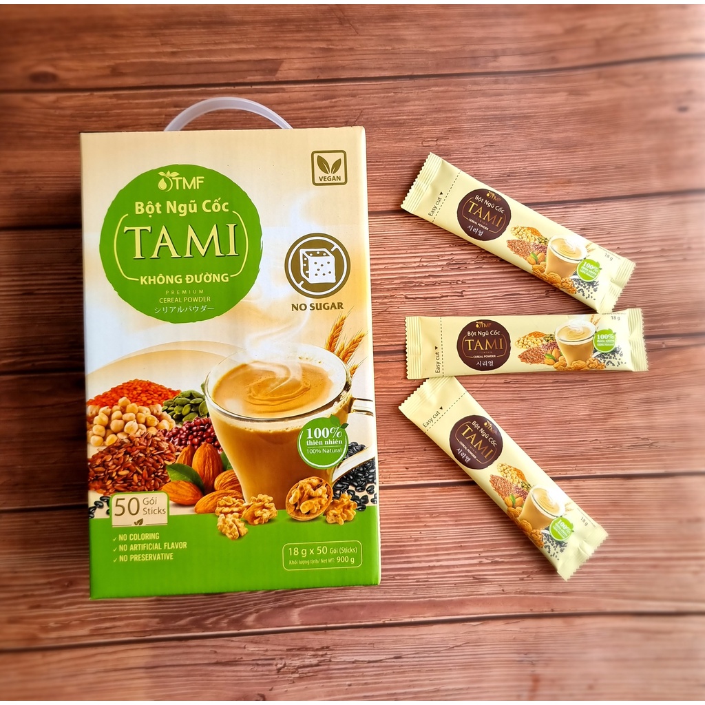 BỘT NGŨ CỐC TAMI KHÔNG ĐƯỜNG 900GR - LÁ TÍA TÔ