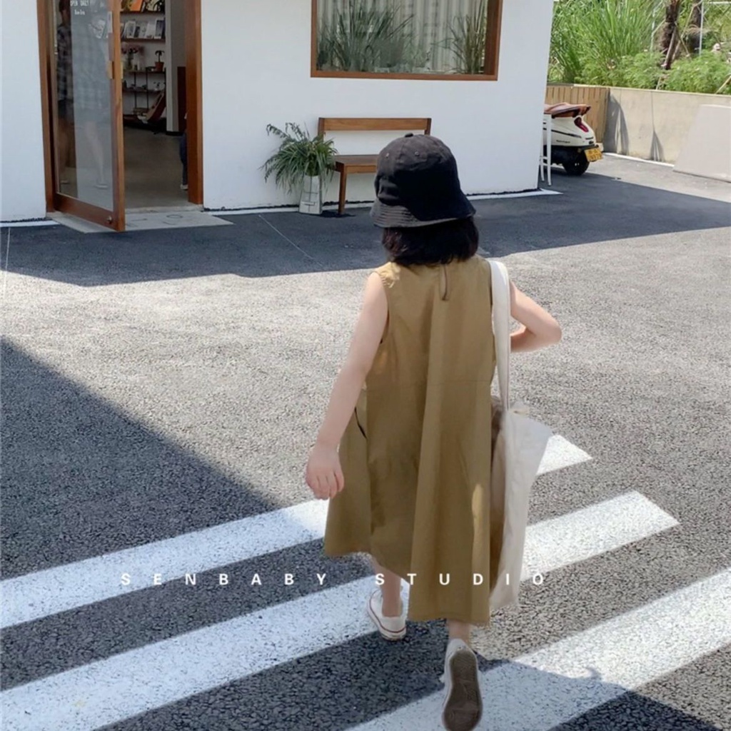 Đầm Không Tay Dáng Dài Phong Cách Phương Tây Thời Trang Mùa Hè Dành Cho Bé Gái 5 Tuổi
