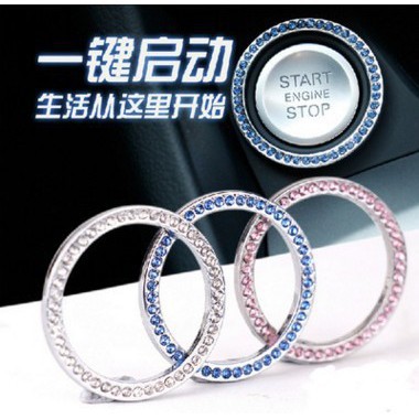 Vòng trang trí đính đá nút Start Stop đủ logo hãng xe diamond ring nhiều màu