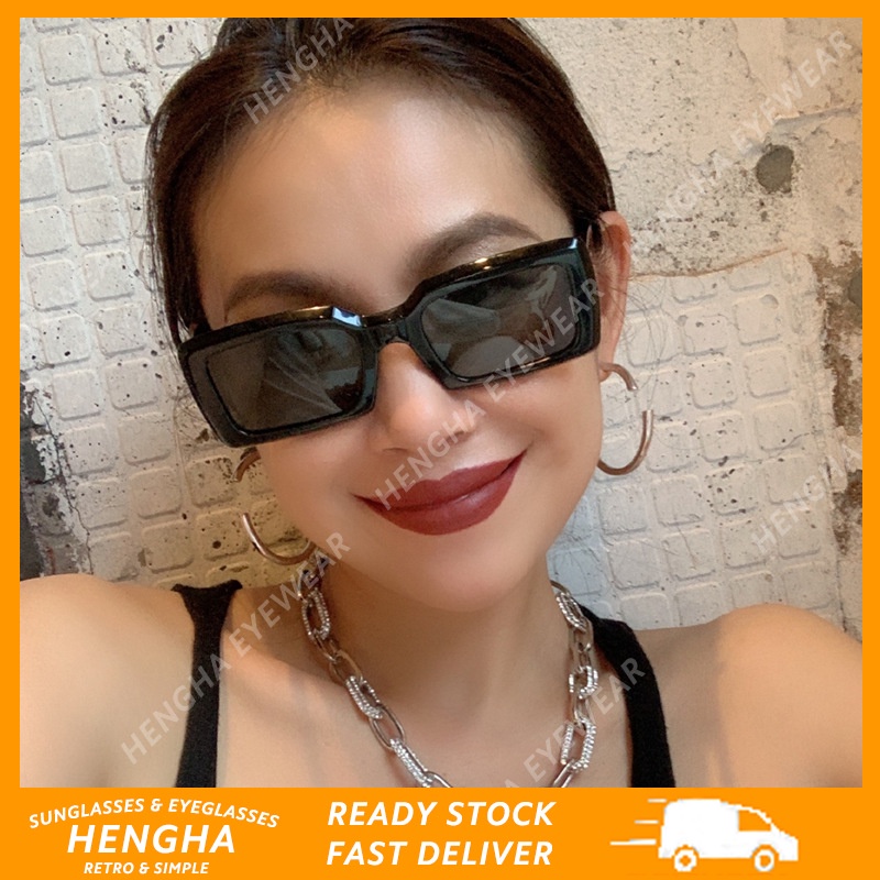 (HENGHA) Kính Mát Thời Trang Hip Hop Chữ V Vuông Phong Cách Phương Tây