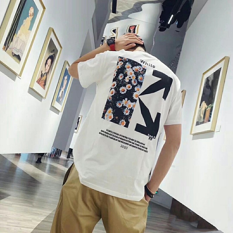 ÁO THUN, ÁO PHÔNG TAY LỠ UNISEX FORM RỘNG OVERSIZE OFF WHITE HOA CÚC M158 LK SHOP