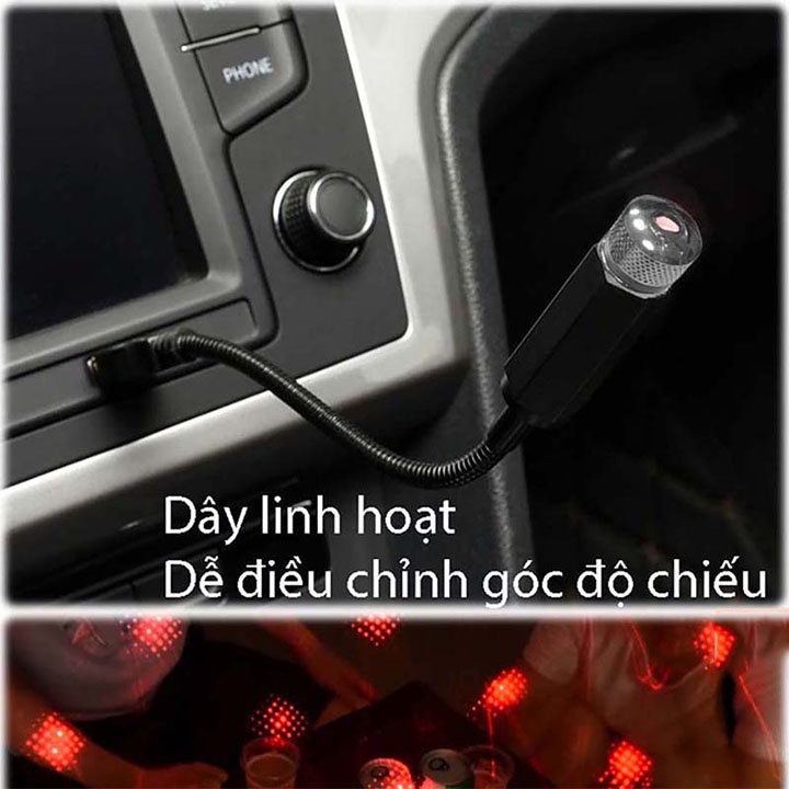 Đèn LED USB chiếu hình bầu trời sao tạo bầu không khí thích hợp trang trí bên trong xe hơi