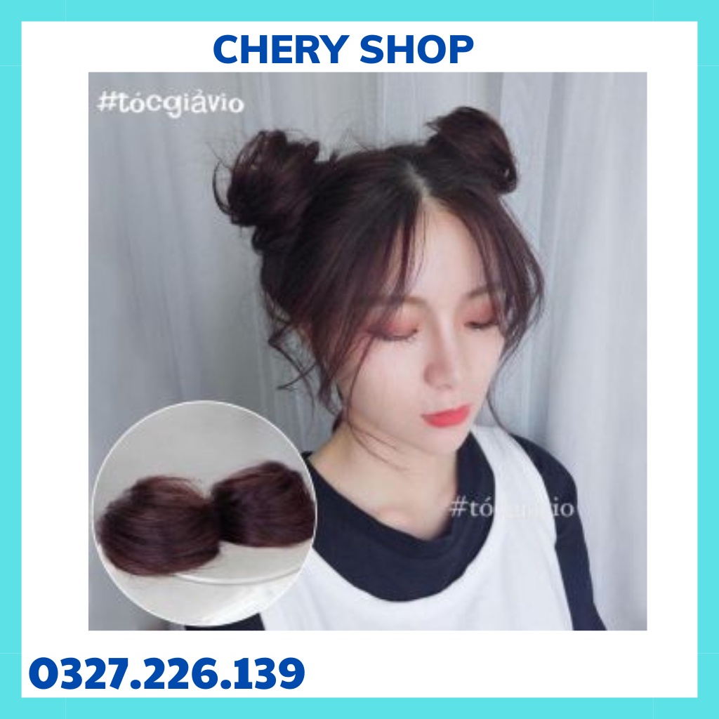 Tóc gỉa búi mini kẹp nửa đầu sợi tơ cao cấp cho nàng chery shop