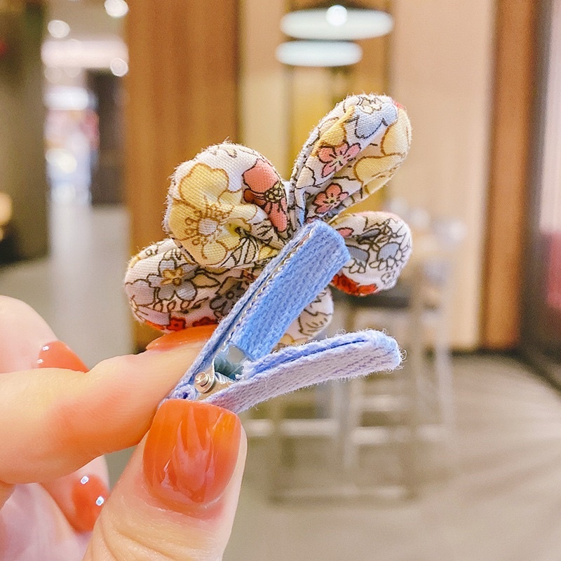 Set 2 chiếc kẹp tóc mái hình nơ, hình hoa dễ thương, phụ kiện tóc cho nữ phong cách Hàn Quốc