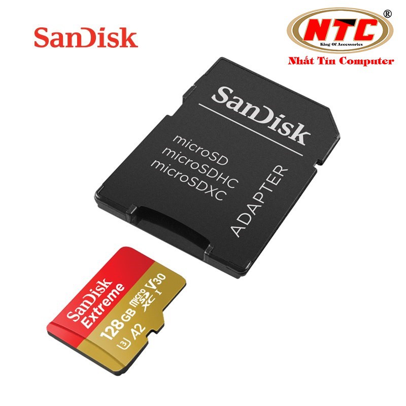 Thẻ Nhớ MicroSDXC SanDisk Extreme V30 U3 4K A2 128GB R160MB/s W90MB/s - Kèm Adapter (Gold) - Nhất Tín Computer