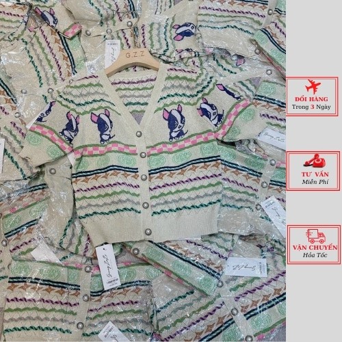 Áo len cardigan cổ V cúc ngọc họa tiết thổ cẩm mùa thu đông phong cách ulzzang thời trang nữ yolo fashion