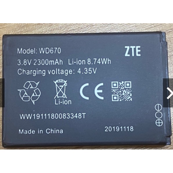 Pin cho bộ phát wifi 3g/4g Jazz ZTE MF673, Wi-Pod WD670... Dung lượng 2300mAh 3.8V Li-ion 8.74Wh