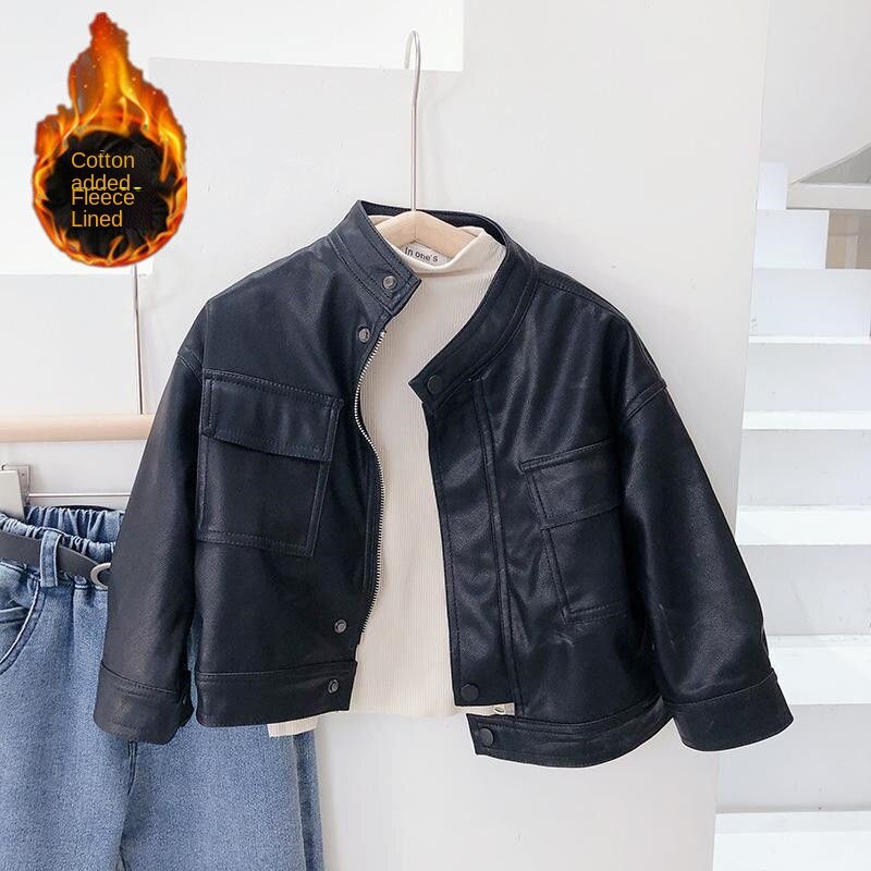 Áo khoác da lót nhung thời trang xuân thu cho bé