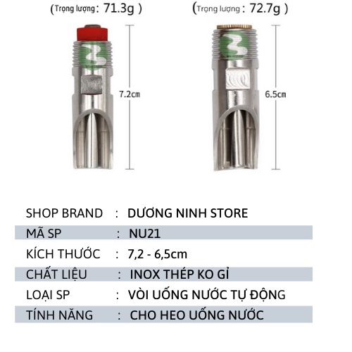 Van ( Núm ) uống nước tự động cho heo lợn Dương ninh INOX 304 VH25