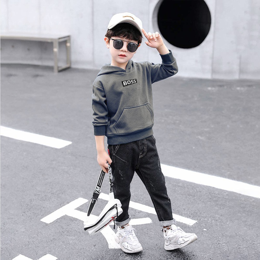 ÁO BÉ TRAI BÉ GÁI HOODIE NỈ LÔNG BOSS 8-16KG