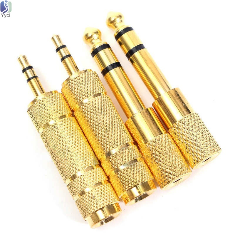 Set 4 Đầu Chuyển Đổi 6.35mm 1/4" Sang 3.5mm 1/8" Chuyên Dụng Cho Tai Nghe Guitar Điện/ Micro