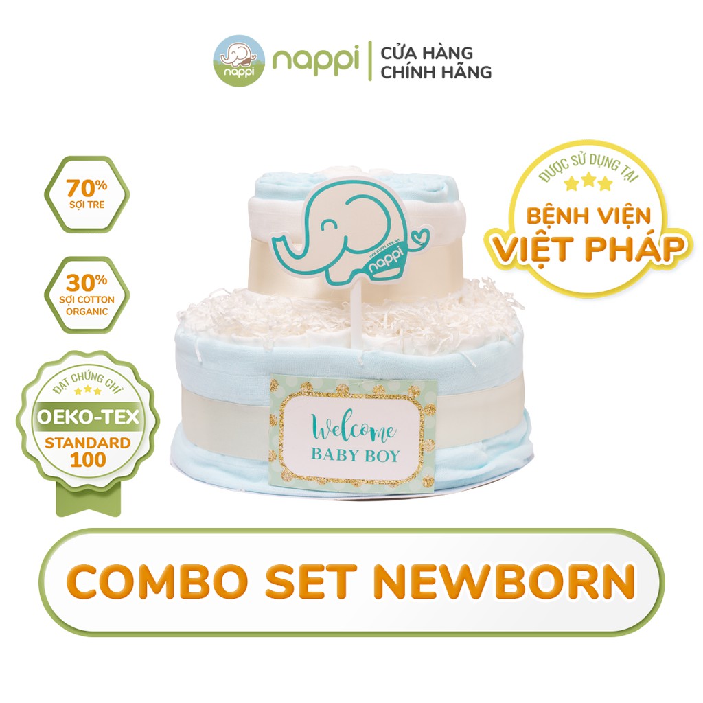24 Khăn sữa Nappi + 1 Khăn đa năng 120x120cm Nappi + 6 Khăn đa năng 77x77cm Nappi