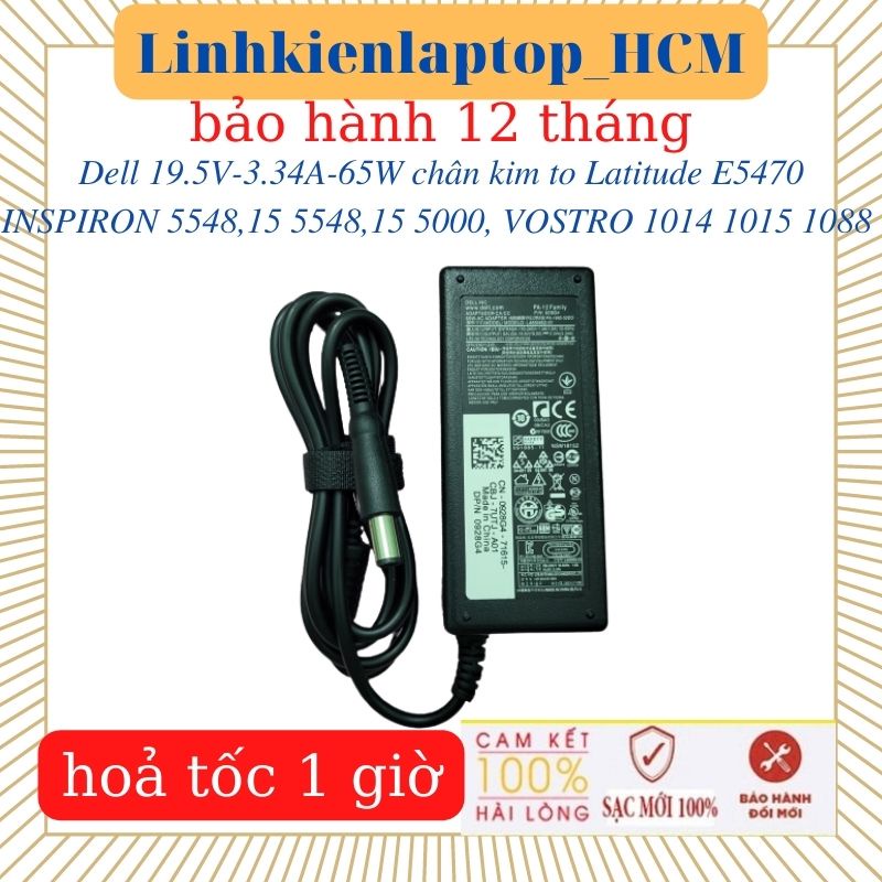 SạcDell 19.5V-3.34A-65W chân kim to-Sạc dell Latitude E6430 E5470 INSPIRON 15 5548 15 5000 5548 VOSTRO 1014 1015 1088