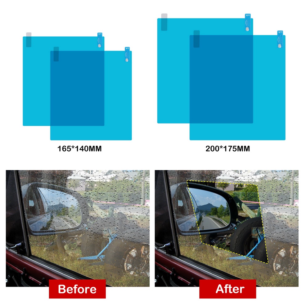 Set 2 miếng dán kính cửa sổ xe hơi trong suốt chống nước chống sương mù an toàn khi lái xe