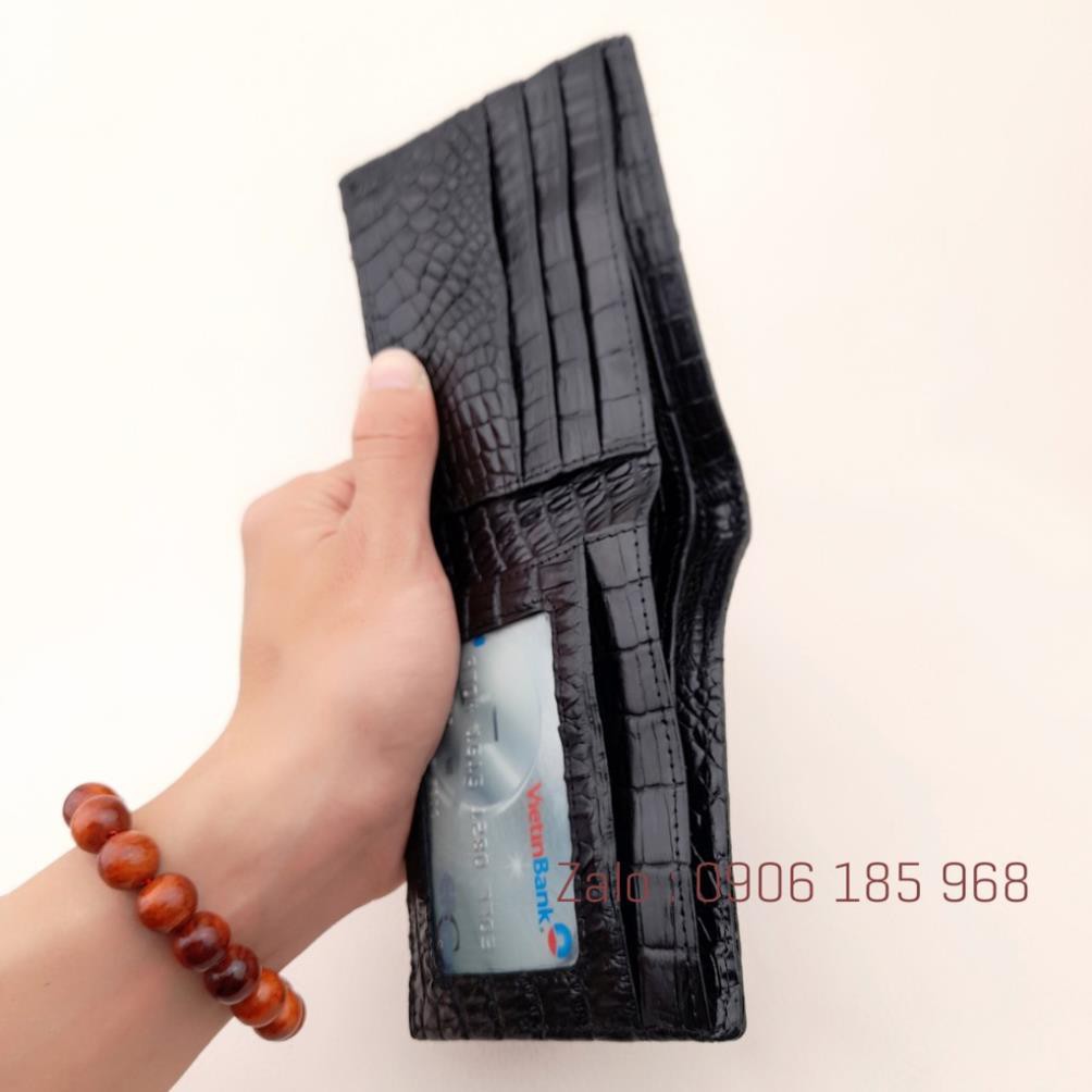 Ví da, bóp nam da cá sấu nguyên con 2 mặt BH 12 tháng