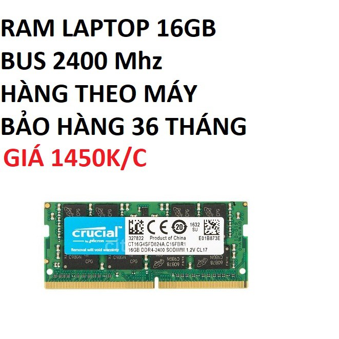 RAM LAPTOP DDR4 16GB BUS 2400 Mhz HÀNG THEO MÁY BẢO HÀNG 36 THÁNG