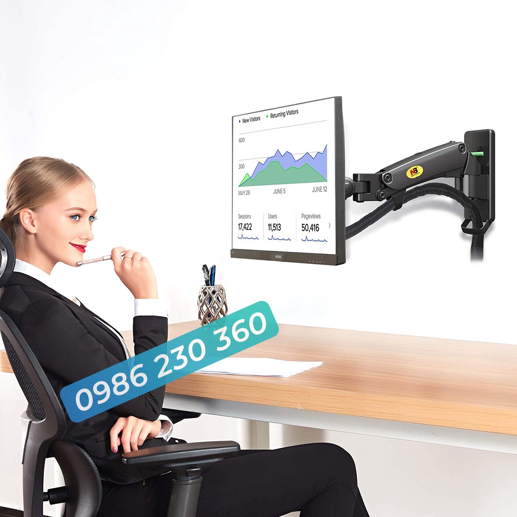 Giá Treo Màn Hình NB-F120 Hỗ Trợ Màn 17 - 27 Inch - Lắp Đặt Treo Tường Tùy Chỉnh Đa Năng - Xoay Màn 360 Độ