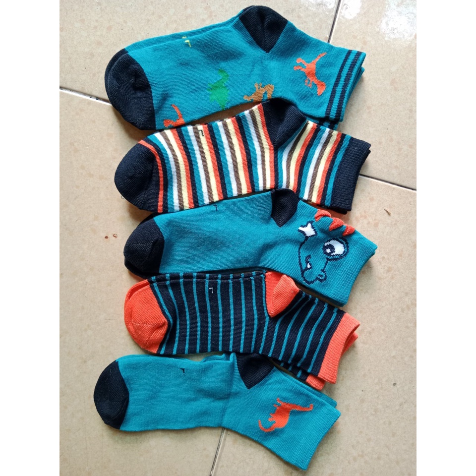 Set 5 đôi Tất cao cổ KHỦNG LONG cho bé 2- 5 tuổi (MÀU XANH)