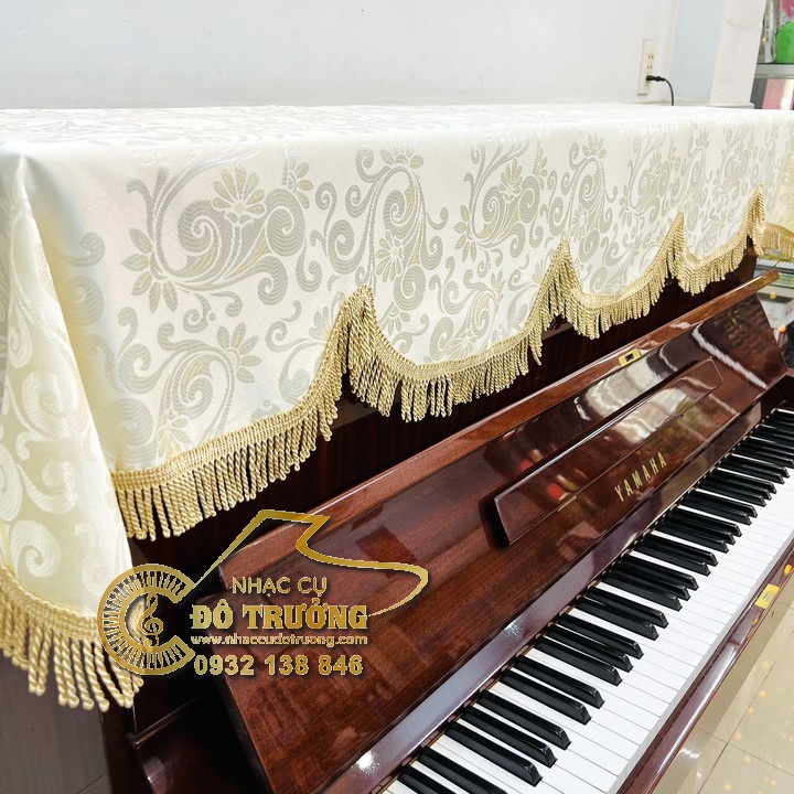 Khăn phủ đàn Piano trắng họa tiết ánh bạc