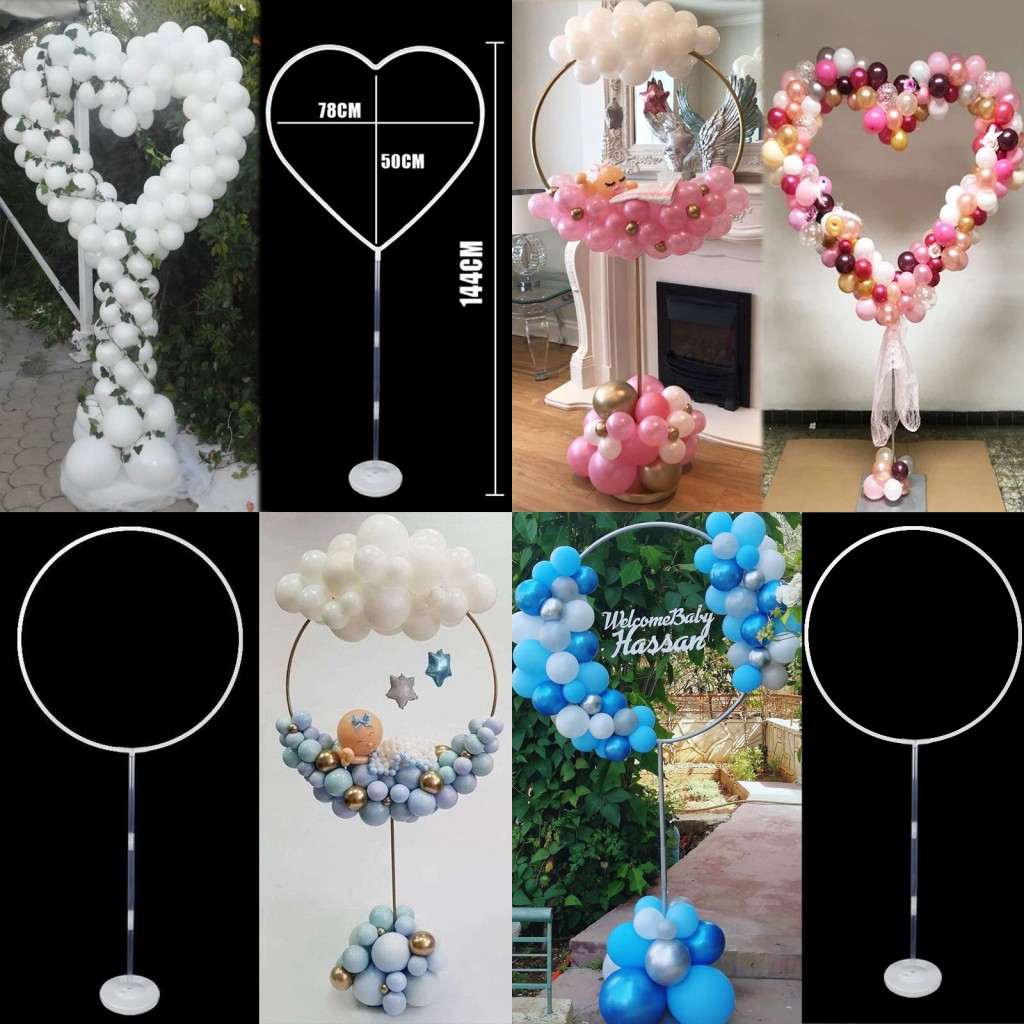 Set giá đỡ bóng bay hình vòng cung và hình trái tim trang trí tiệc cho bé