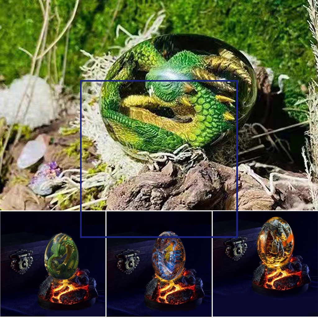 Mô Hình Trứng Rồng Bằng Nhựa Resin Trong Suốt Phát Sáng Độc Đáo Trang Trí Bàn Làm Việc
