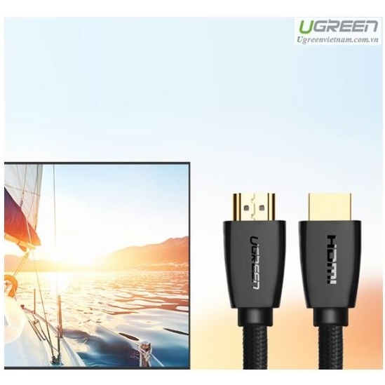 Dây cáp HDMI mạ vàng Ugreen 40408 hỗ trợ Full HD 4Kx2K 2 đầu đực, bọc dù chống đứt