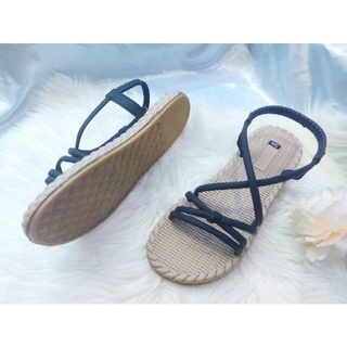 Giày sandal quai da xinh xắn đế cói da