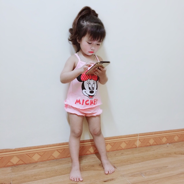 bộ ngủ 2 dây hoạt hình mickeyyy siêu cute cho bé gái