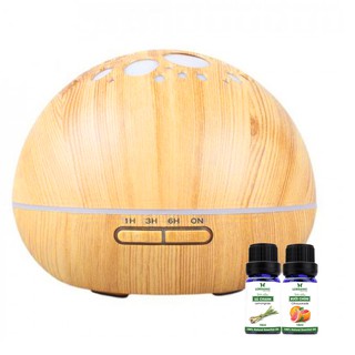 Máy khuếch tán ánh trăng vân gỗ sáng FX2040 + Tinh dầu sả chanh + Tinh dầu bưởi chùm Lorganic