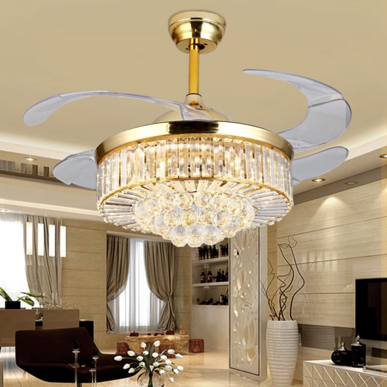 Quạt đèn LED CHOSON cánh cụp xèo phong cánh hiện đại- 3 chế độ ánh sáng - kèm điều khiển từ xa