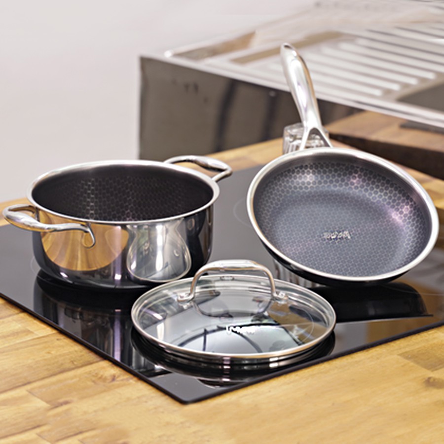 [Hàng chính hãng] Bộ 2 nồi chảo Inox iMat Blackcube 20cm, Sản phẩm Blackcube Hàn Quốc