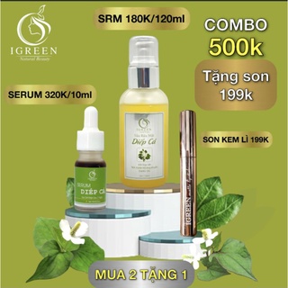 Combo serum diếp cá giảm mụn, giảm thâm, se khít lỗ chân lông, sáng da - serum diếp cá igreen