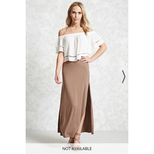 Chân váy maxi xẻ tà f21 VNXK cv dáng dài suông rộng split side sexy màu nâu tây be nude đi biển xuất khẩu dư xịn