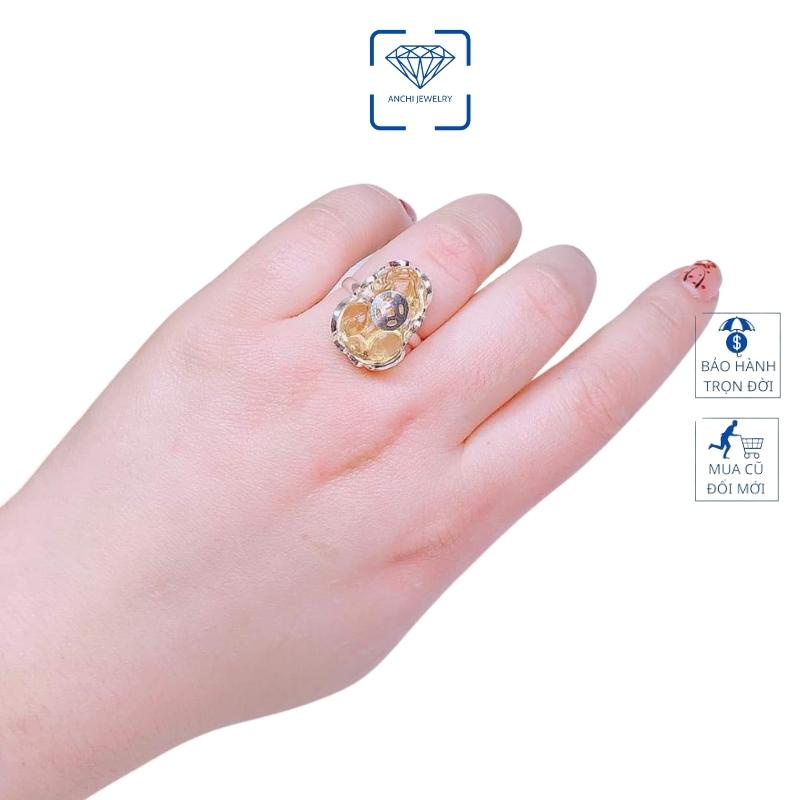 Nhẫn tỳ hưu đá phong thủy, bạc ta nguyên chất Anchi jewelry