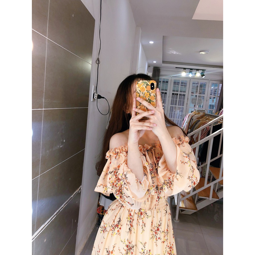 [Mã SKAMA06 giảm 8% tối đa 50K đơn 250K] [FREESHIP] ĐẦM HOA TRỄ VAI BÈO TẦNG CAM | BigBuy360 - bigbuy360.vn
