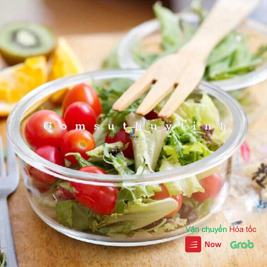 Hộp thủy tinh / hộp đựng thực phẩm tròn lớn 620ml đựng thực phẩm - nắp nhựa (Bộ 2 hộp thủy tinh )