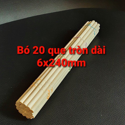 Bó 20 Que Gỗ Tròn Dạng Đũa Kích Thước 6mm x 240mm Dùng Trang Trí Handmade