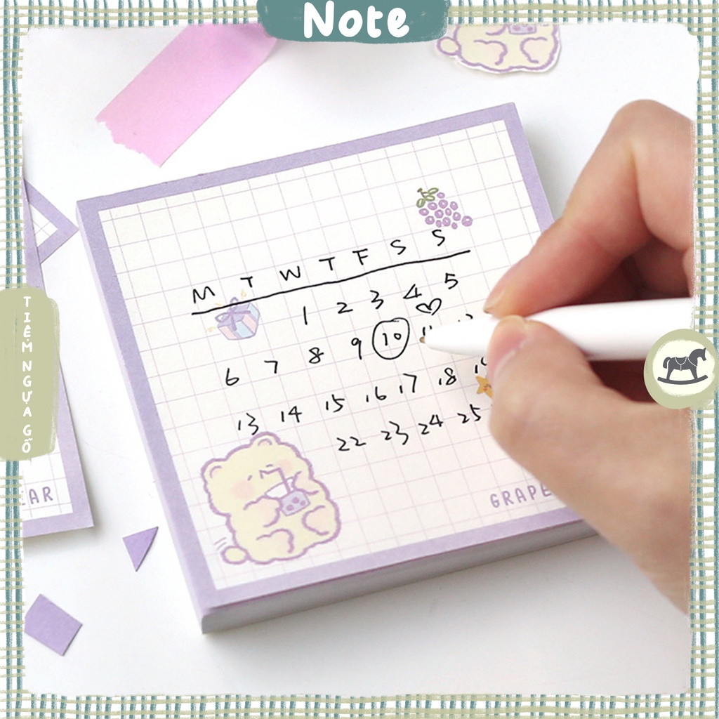 Tập 100 Note Sweet Pets Giấy Note Ghi Chú Cute Dễ Thương Trang Trí Bullet Journal - Tiệm Ngựa Gỗ