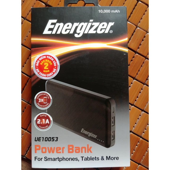 Sạc dự phòng Energizer 10000mAh 3.7V Li-Polymer UE10053BK - Hàng chính hãng