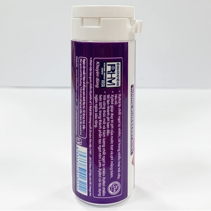(Có sẵn) Hộp Kẹo Gum không đường Lotte Xylitol - Hương Blueberry Mint 12 hũ x 26,1g
