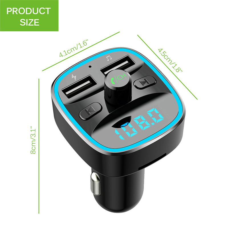 Máy phát FM MP3 Bluetooth V5.0 2.4A tự động trên xe ô tô hỗ trợ cổng USB sạc nhanh