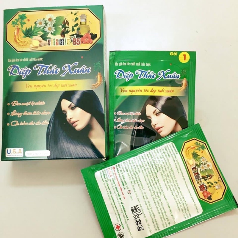 Dầu gội nhuộm Đen tóc -nhuộm Nâu tóc Diệp Thảo Xuân