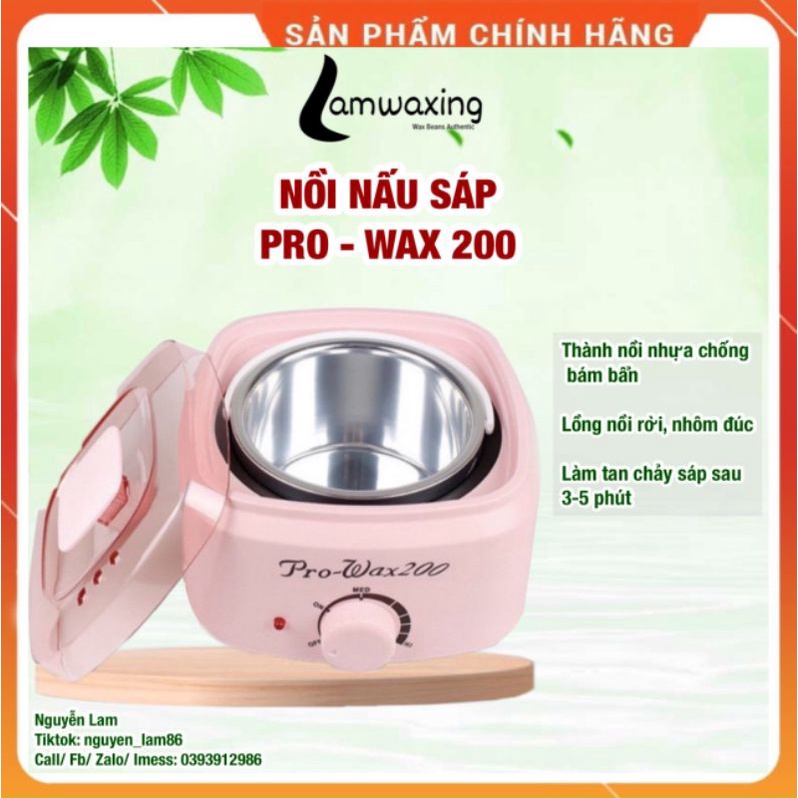 [Hàng Chính Hãng] Combo Nồi Nấu Sap Pro 200, Túi Sáp Wax Beans 100 Gram, Mỡ Trăn Serum Ngọc Lan Tây