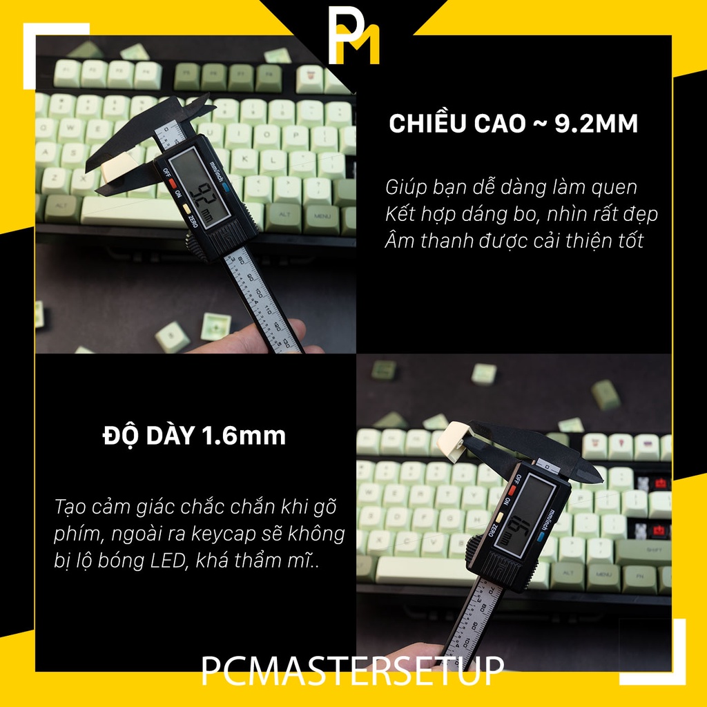 Keycap pbt xda matcha 9.5mm 124 phím, nút cho bàn phím cơ của PCMASTER