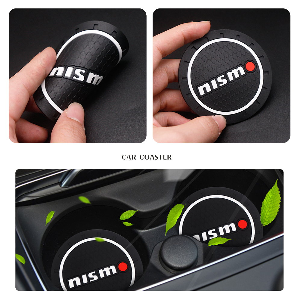 2 pcs Pvc Anti-slip Coaster Car Decoration Anti-slip Coaster For NISMO Nissans Tiida Teana Skyline Juke X-trail Almera Qashqai Car Accessories