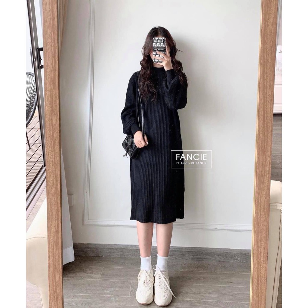 Váy dáng suông THUN GÂN tay dài 3 màu ❣️ | BigBuy360 - bigbuy360.vn