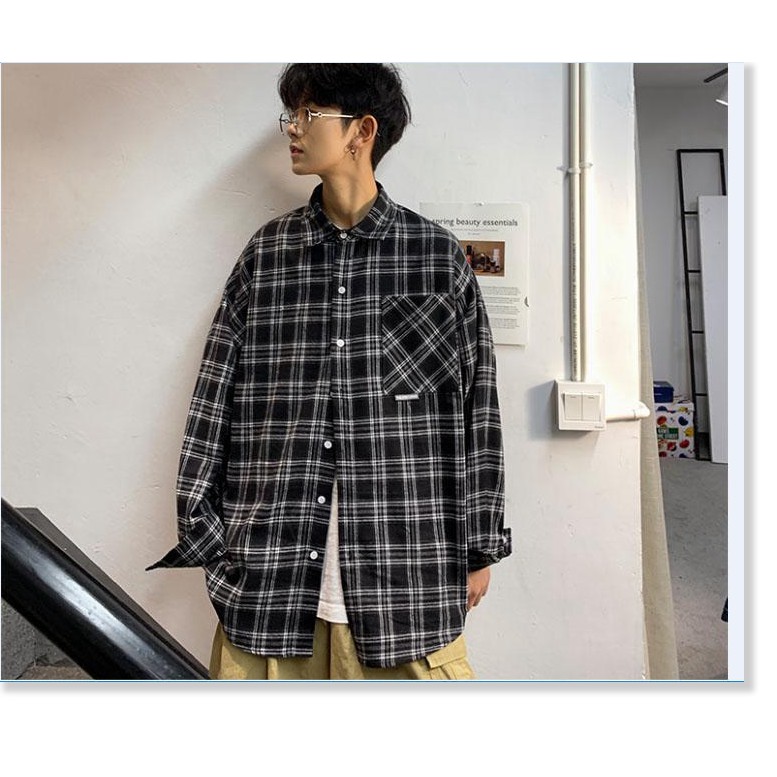 Áo khoác sơ mi nam caro UNISEX CHẤT KATE THOÁNG MÁT FROM RỘNG ( KHÔNG NÓN ) | BigBuy360 - bigbuy360.vn